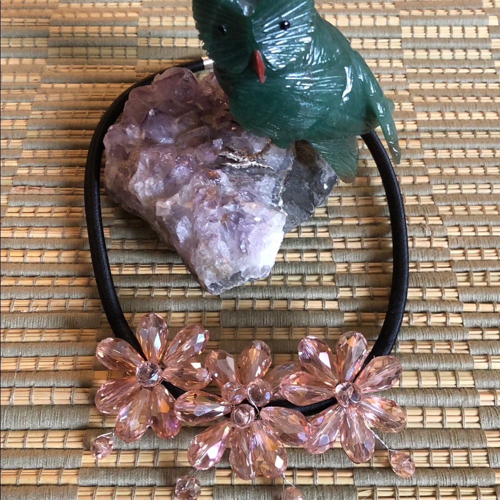 pink sparkly flower choker
